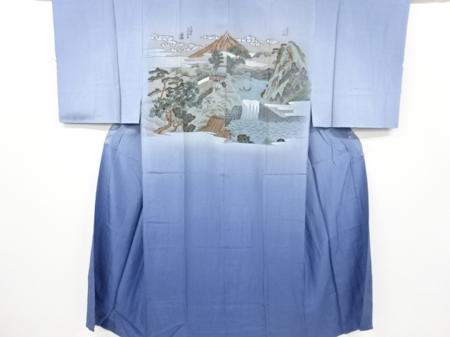 アンティーク　東海道五十三次模様男物長襦袢